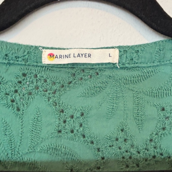 Marine Layer Green Lace V-Neck Blouse - Picture 3 of 6